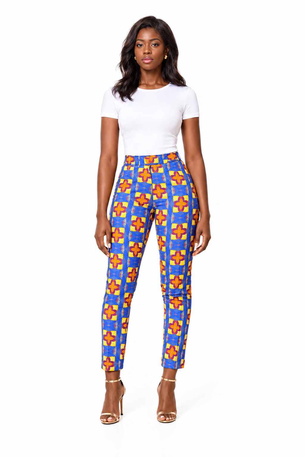 ALLEON Dihya Print Pants – full-body model front view