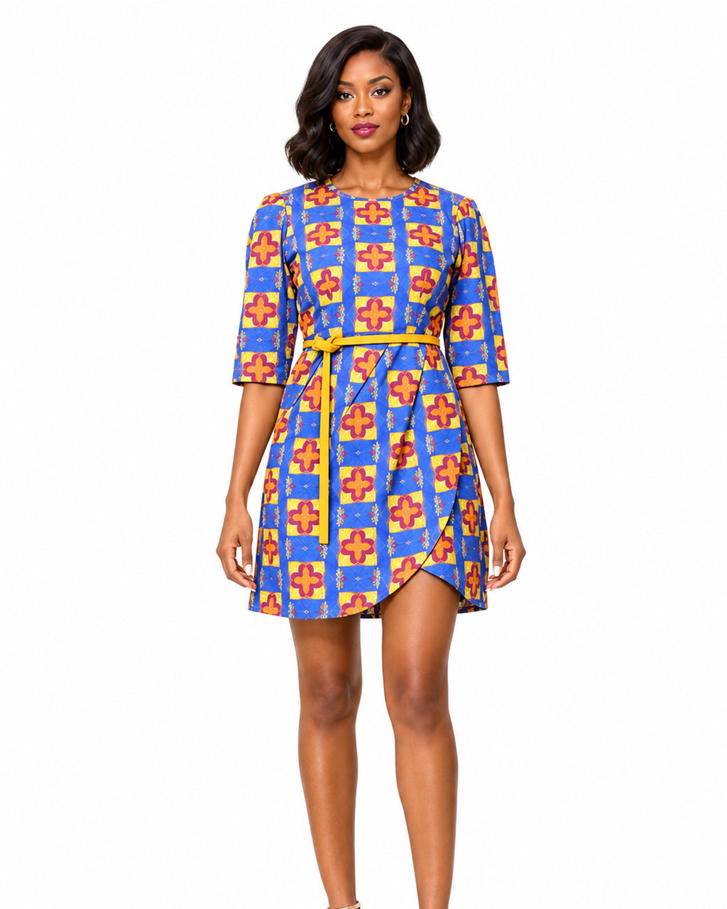 Nandi Wrap Print Dress – top detail view