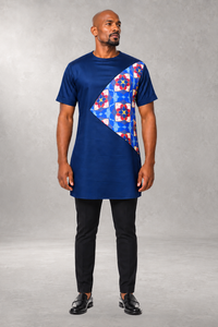 Ghezo Long Print Shirt — Blue — ALLEON Fashion
