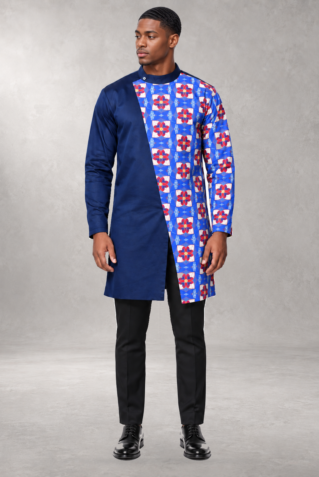 Keita Long Print Shirt — Blue — ALLEON Fashion