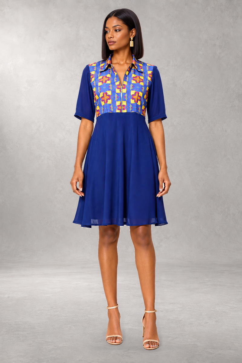 Mangou Chiffon Print Shirt Dress — Multi — ALLEON Fashion