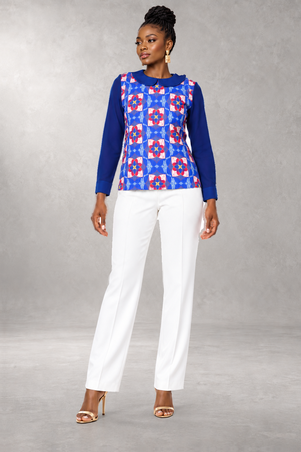 Nehanda Chiffon Print Shirt — Blue — ALLEON Fashion