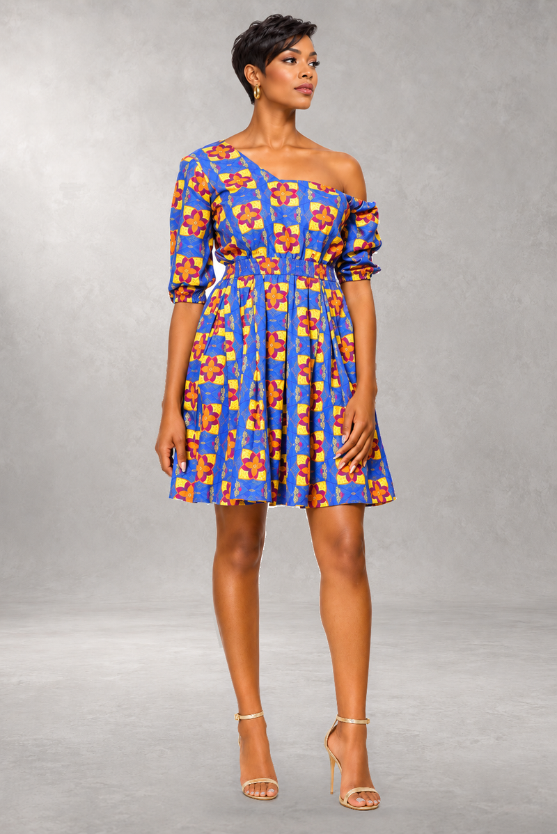 Nzinga One-Shoulder Print Dress — Multi — ALLEON Fashion