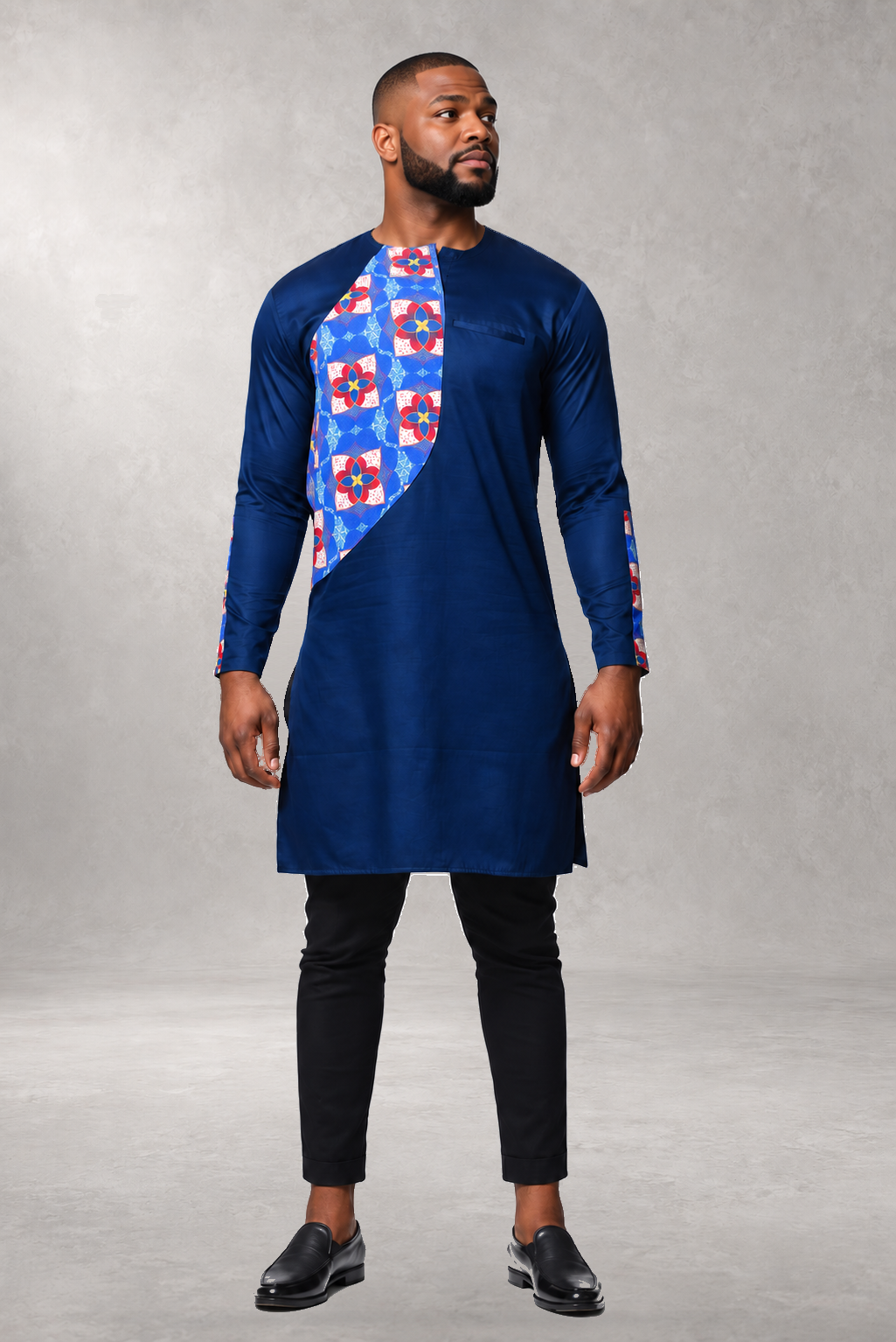 Zolu Long Print Shirt — Blue — ALLEON Fashion