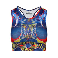 African Print Sport Bra Blue