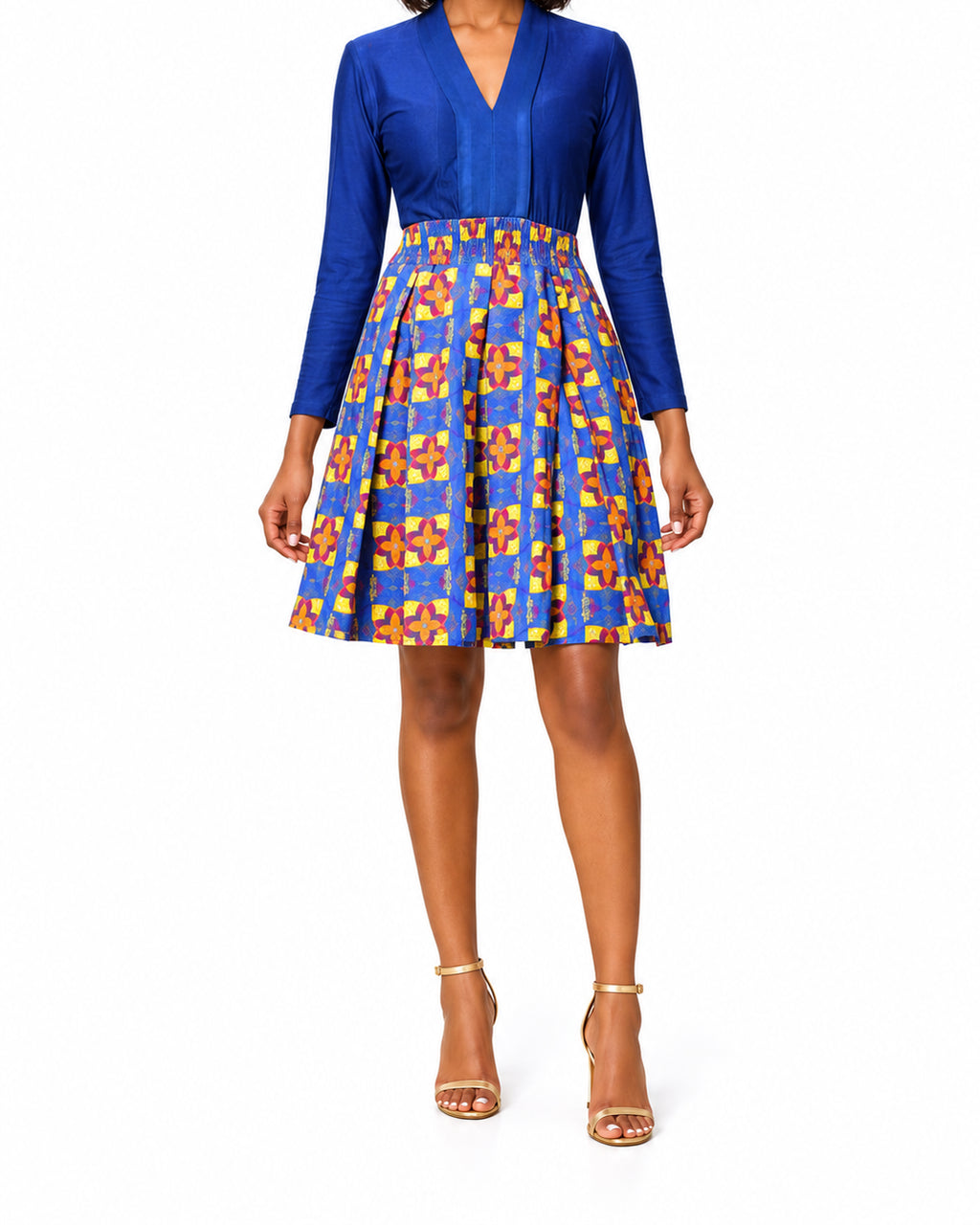 Calafia Long-Sleeve Print Dress – bottom detail view