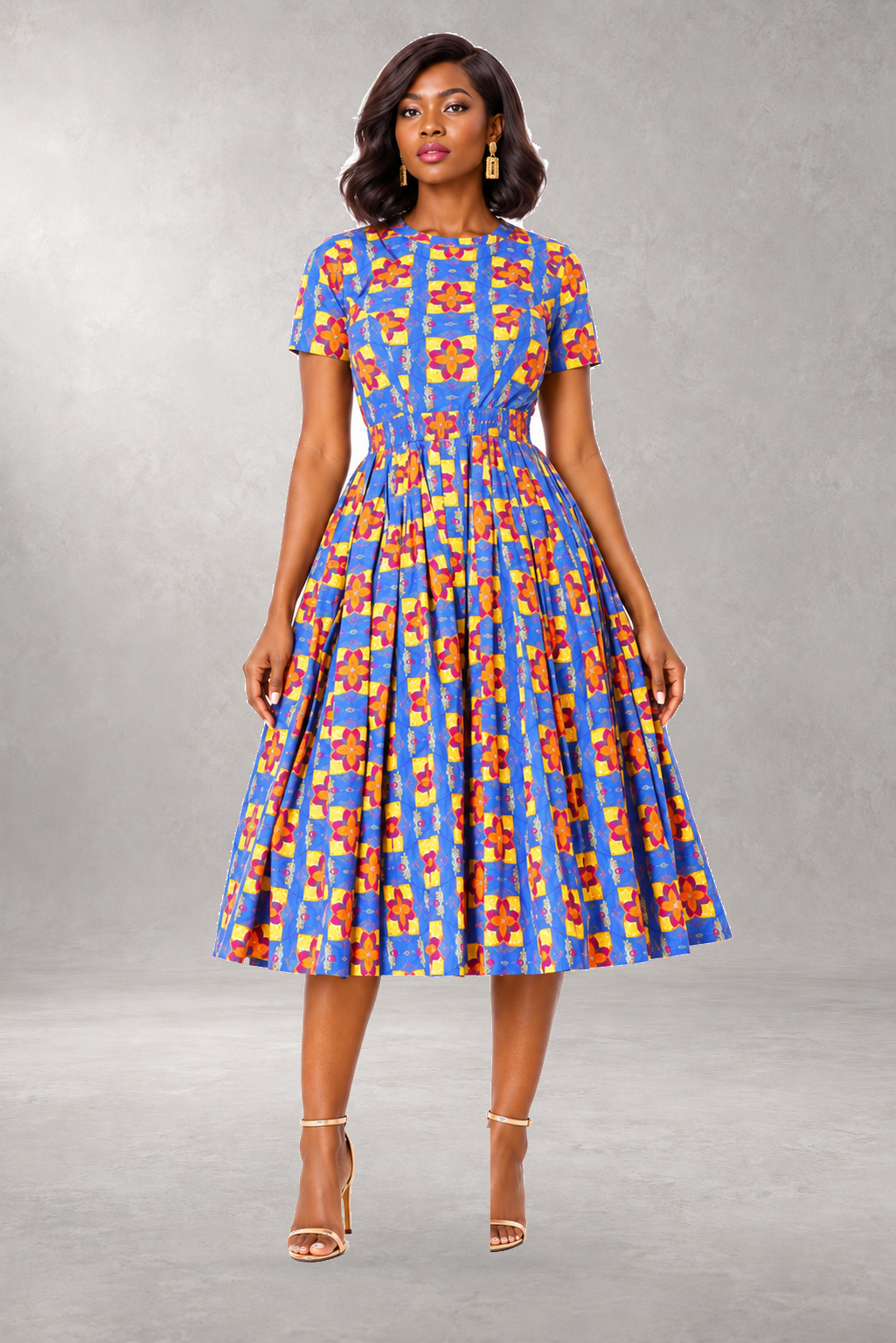 Robe imprimée à manches courtes Taitu