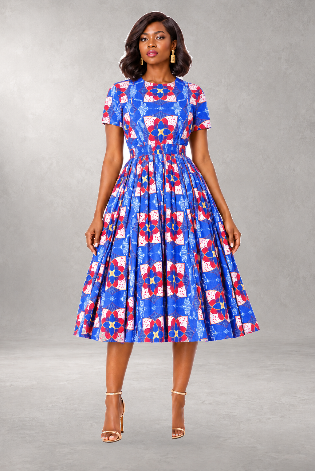 Robe imprimée à manches courtes Taitu
