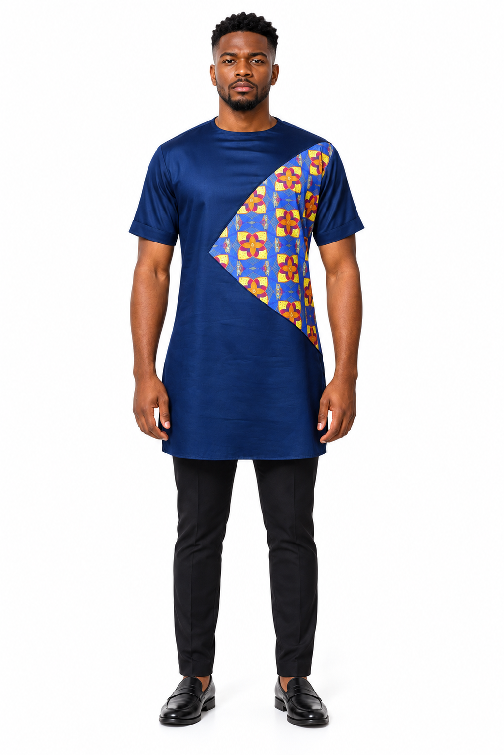 ALLEON Ghezo Long Print Shirt – full-body model front view