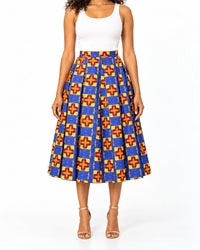 Kahina Midi Print Skirt – skirt shape and hem detail