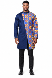 ALLEON Keita Long Print Shirt – full-body model front view