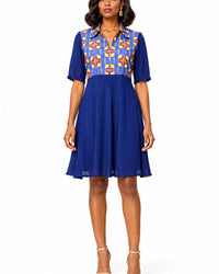 Mangou Chiffon Print Shirt Dress – center detail view
