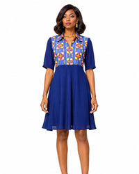 Mangou Chiffon Print Shirt Dress – top detail view