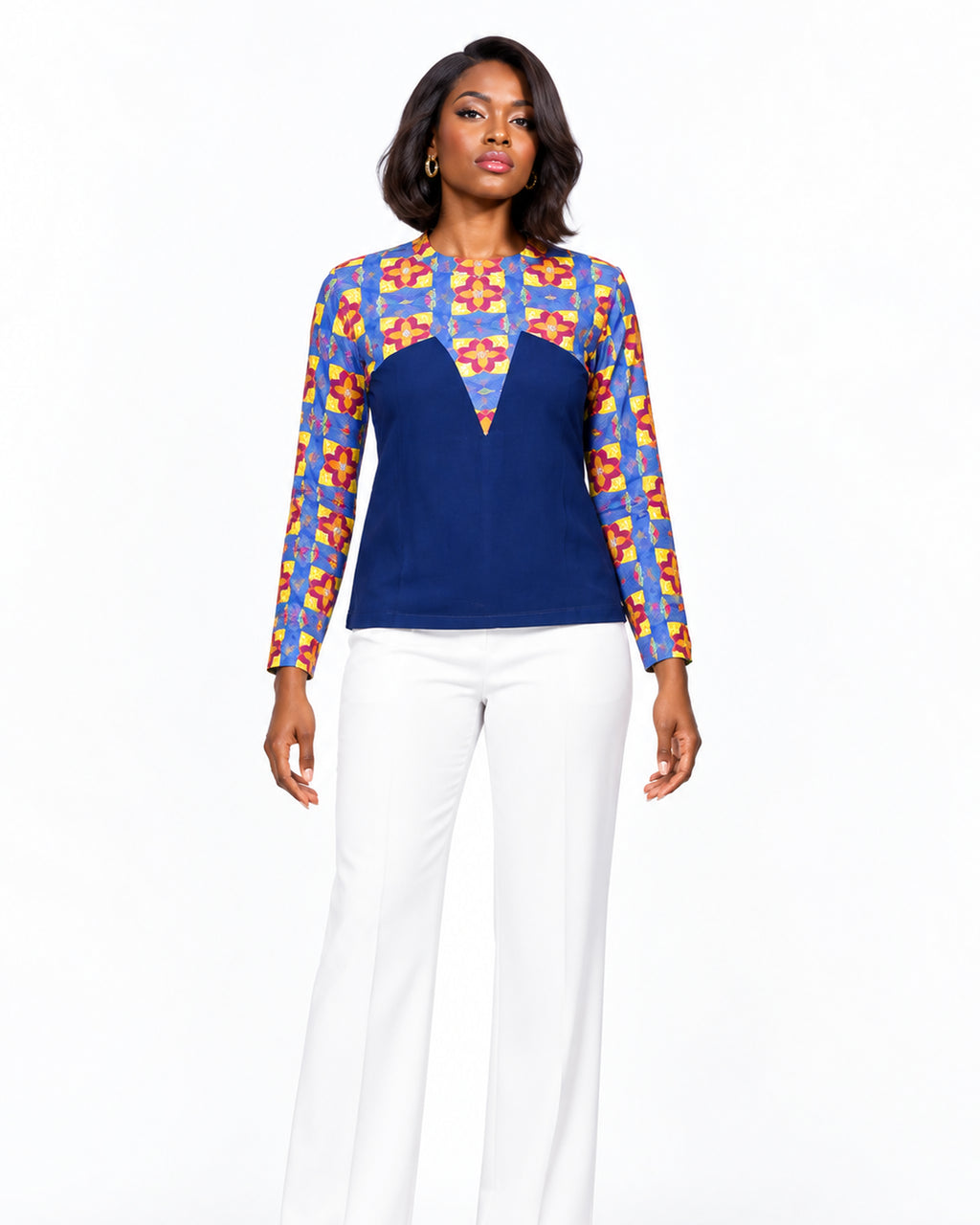 Mussasa Chiffon Print Shirt – top detail view