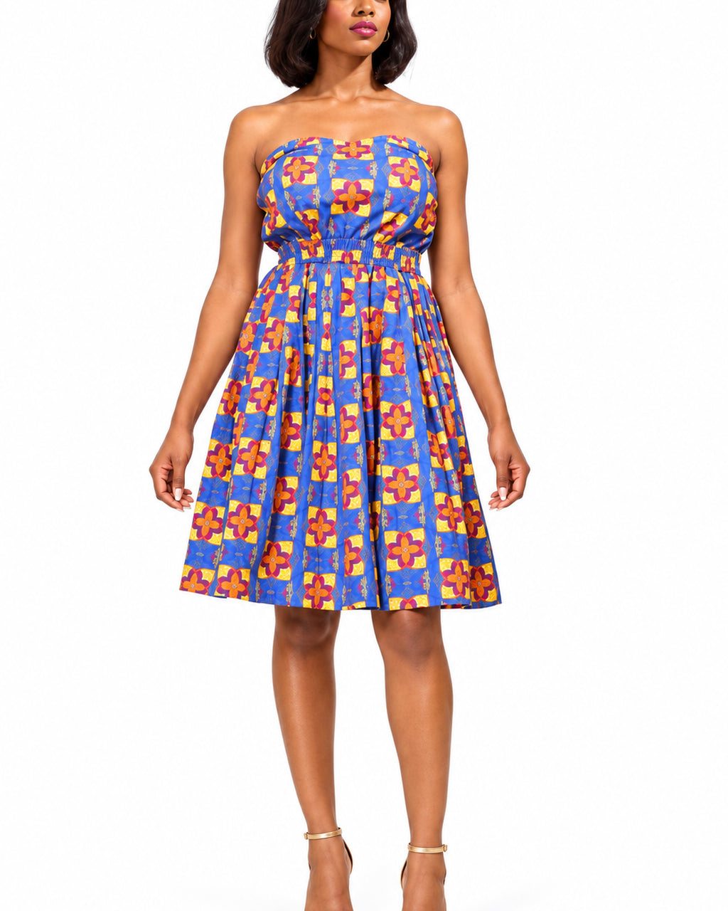 Pokou Off-Shoulder Print Dress – center detail view