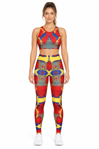 ALLEON Print Active Set – Red – full-body model front view