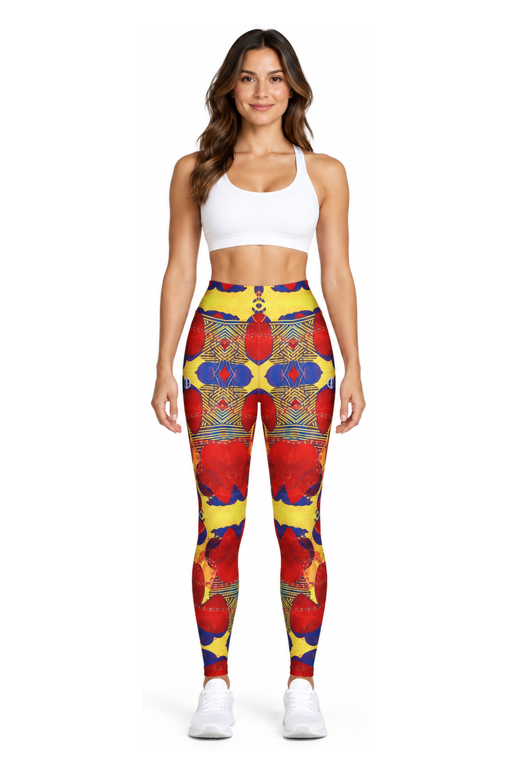 ALLEON Print Leggings – Red – centered full-body model front view