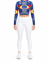 Print Long-Sleeve Top – Blue – premium detail view 3