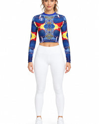 Print Long-Sleeve Top – Blue – premium detail view 2
