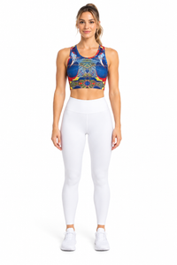 ALLEON Print Sports Bra – Blue – full-body model front view