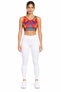 ALLEON Print Sports Bra – Red – full-body model front view