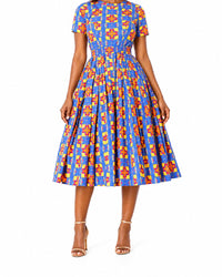 Taitu Short-Sleeve Print Dress – bottom detail view