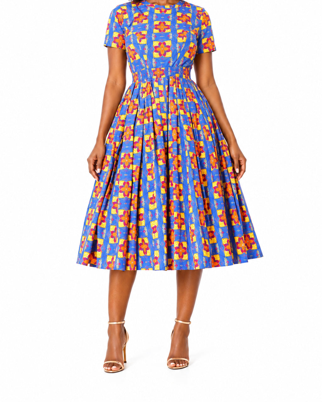 Taitu Short-Sleeve Print Dress – bottom detail view