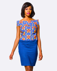 African Dress Hangbe, knee-length, Body fit & Off shoulder - ALLEON
