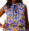 African Top Ouattara with Rounded Neck and a bow - ALLEON
