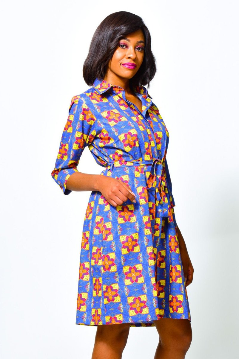 Binao African Wrap Dress Knee-length and with pockets - ALLEON