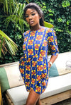 Nandi African Wrap Dress short sleeve with pockets - ALLEON