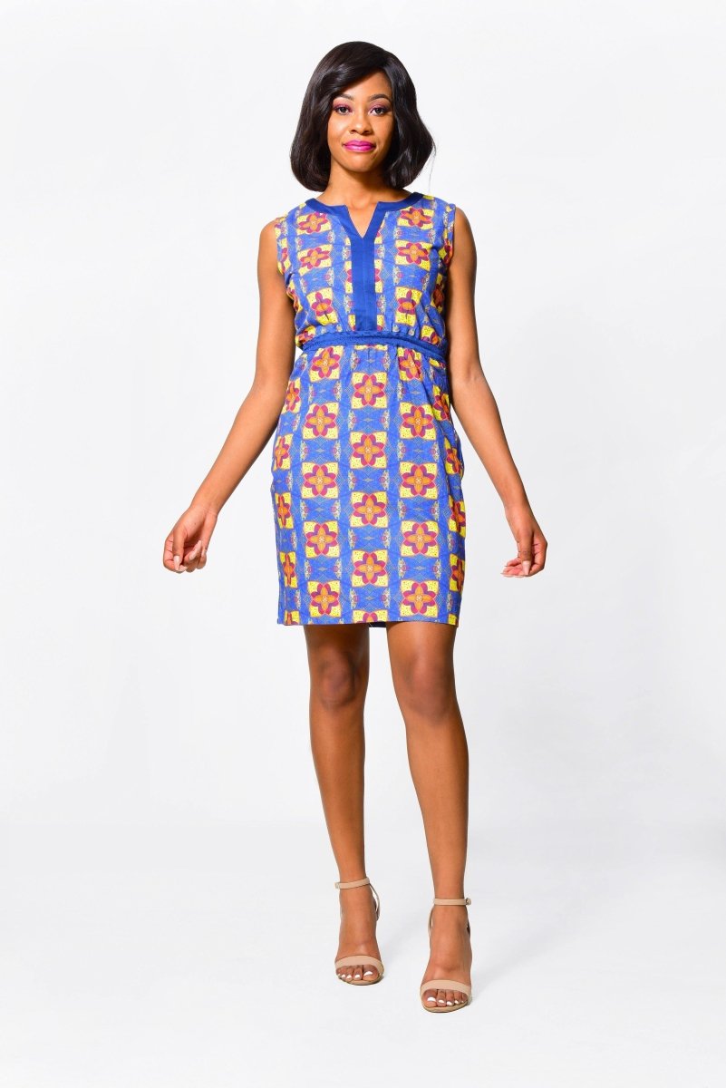 Sidibe African Dress with elastic back sleeveless - ALLEON