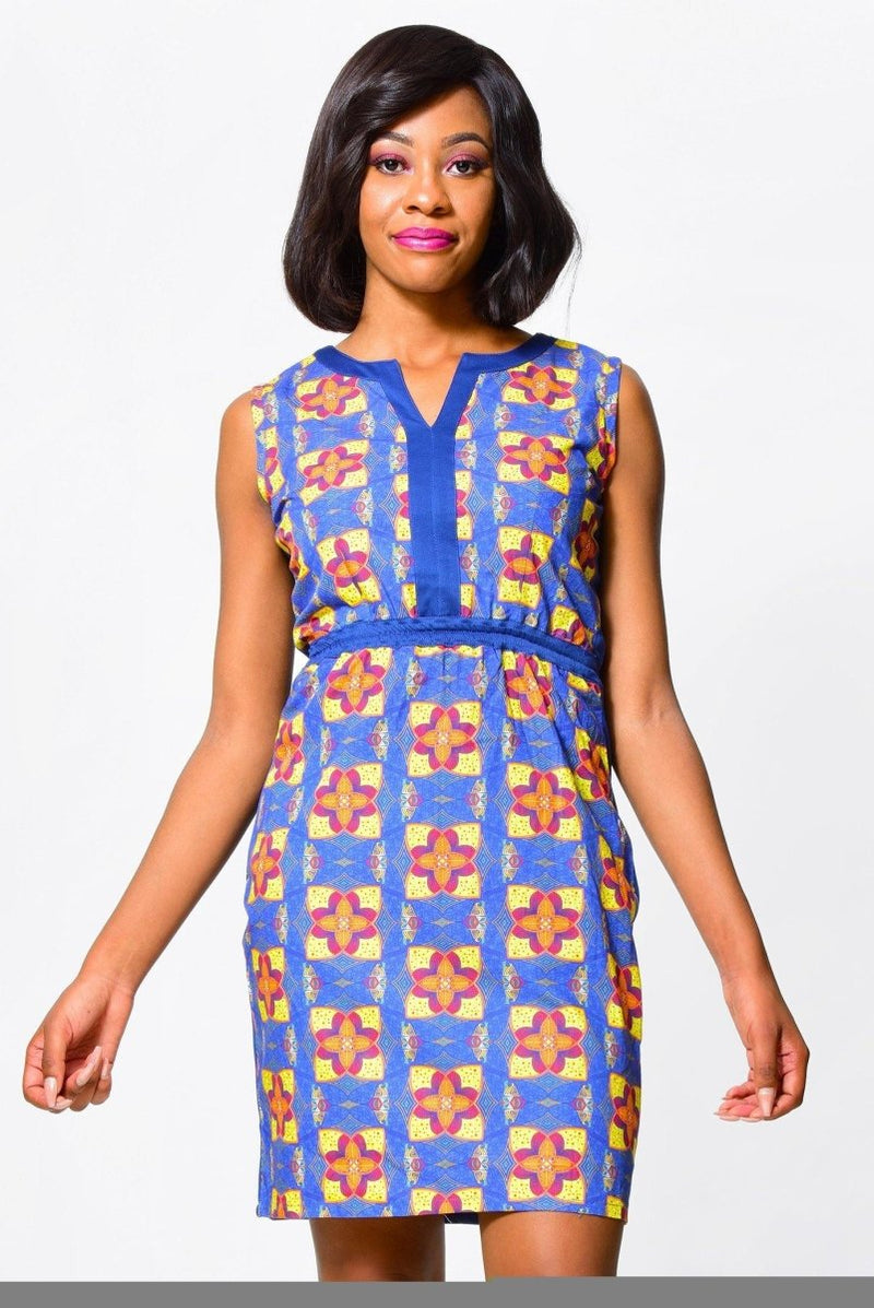 Sidibe African Dress with elastic back sleeveless - ALLEON