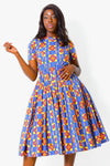 Taitu African Dress fit and flare, short sleeve - ALLEON